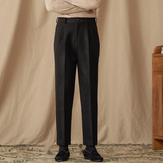 Men's Winter Sanded Micro-Straight Suit Pants – Thickened Commute Leisure Trousers | NYLIXA