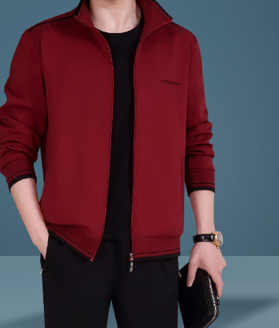 Men’s High‑End Casual Three‑Piece Sportswear Suit – Mid‑Age “Dad Wear” Track Set