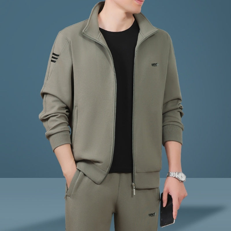 Men’s High‑End Casual Three‑Piece Sportswear Suit – Mid‑Age “Dad Wear” Track Set