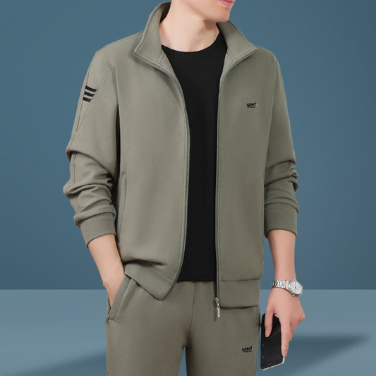 Men’s High‑End Casual Three‑Piece Sportswear Suit – Mid‑Age “Dad Wear” Track Set