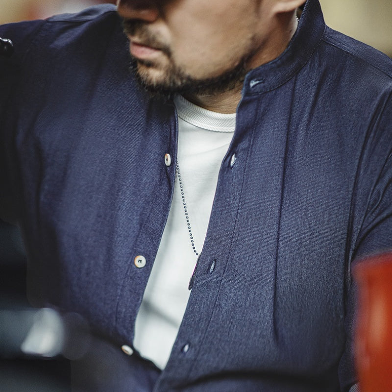 Men’s Retro Crew-Neck Casual Long-Sleeve Shirt Coat – Relaxed Autumn Layer