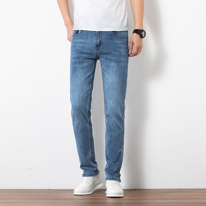 Men's Slim Fit Elastic Trend Jeans – Casual Straight Denim for Youth
