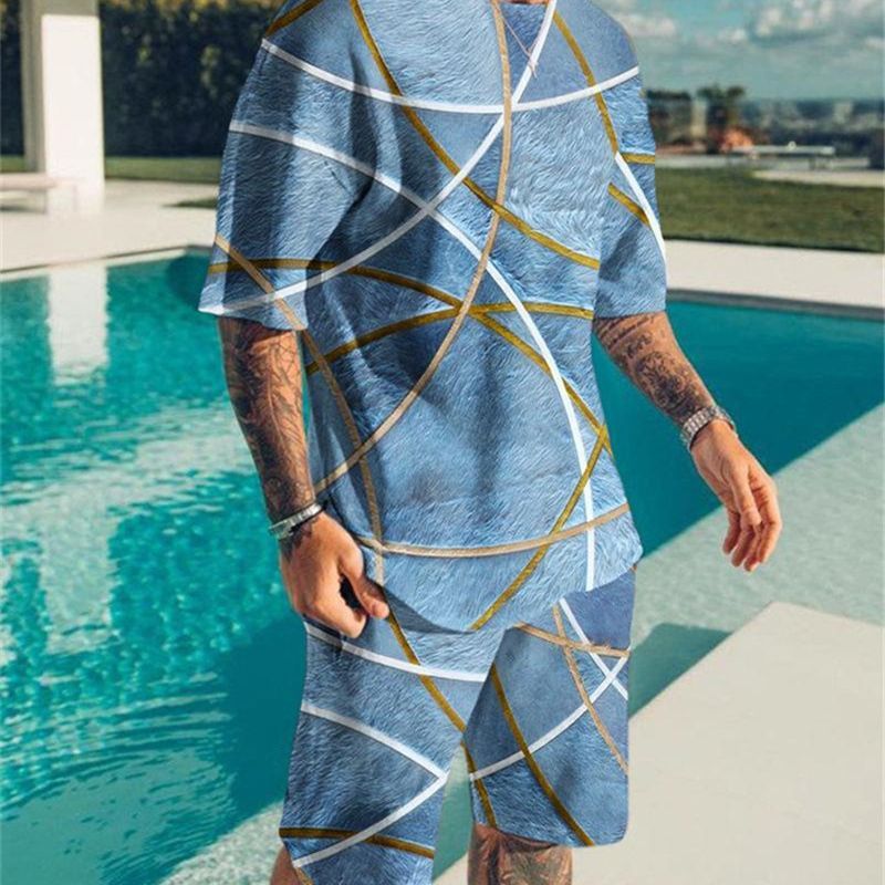 3D Digital Printed T-shirt Men's T-shirt Casual Suit
