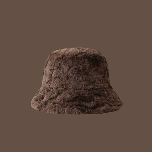 Make Your Face Look Smaller Knitted Hat Plain Bucket Hat Warm