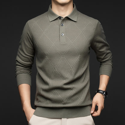 Lapel New Middle-aged People's Long Sleeve Business Casual Dad Wear Bottoming Sweater Men