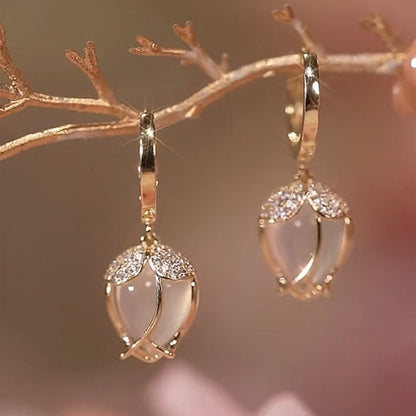 Opal Tulip Flower Earrings All-match Women