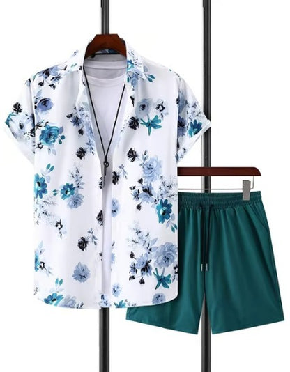 Men’s 3D Digital Print Shirt & Shorts Set – Bold Summer Casual Outfit