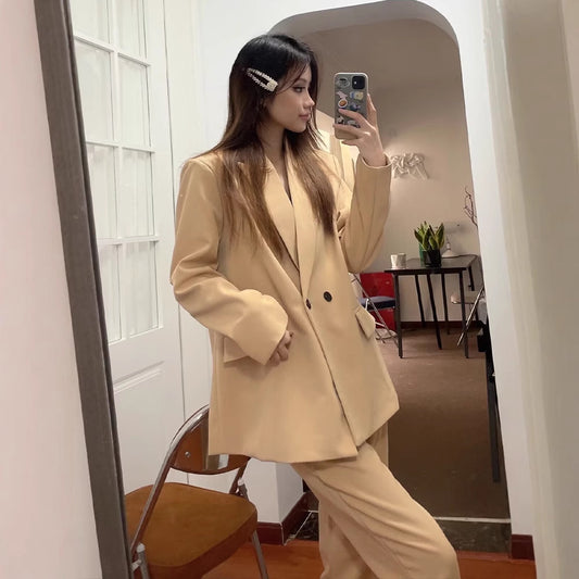 Women's Multi-color Commuter Loose Design Double-breasted Jacket