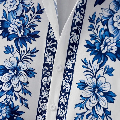 Men’s Retro Floral 3D Digital Print Shirt & Shorts Set – Bold Summer Matching Outfit