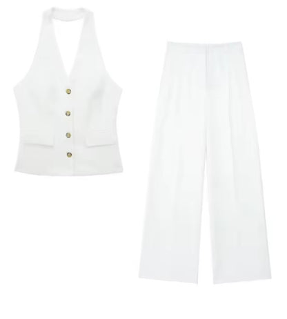 Women's Waistcoat Linen Vest Suit
