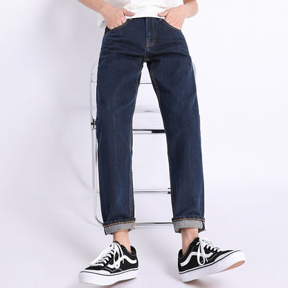 Dark Blue Loose-Fit Casual Jeans – Autumn Streetwear Style for Men
