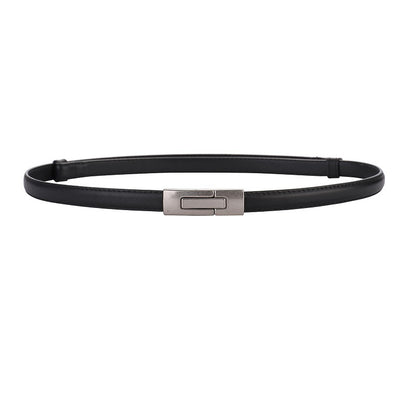 Women's Leather Thin Belt First Layer Cow Leather Button