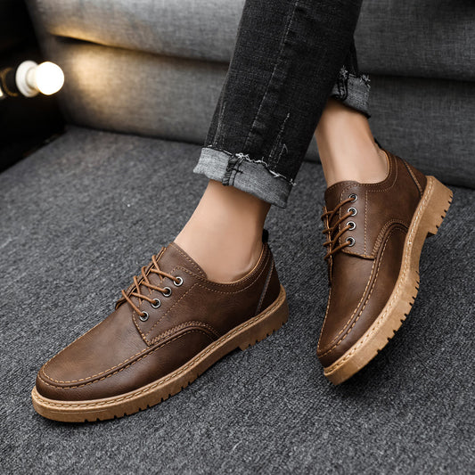Men’s Plus-Size British-Style Lace-Up Casual Leather Shoes