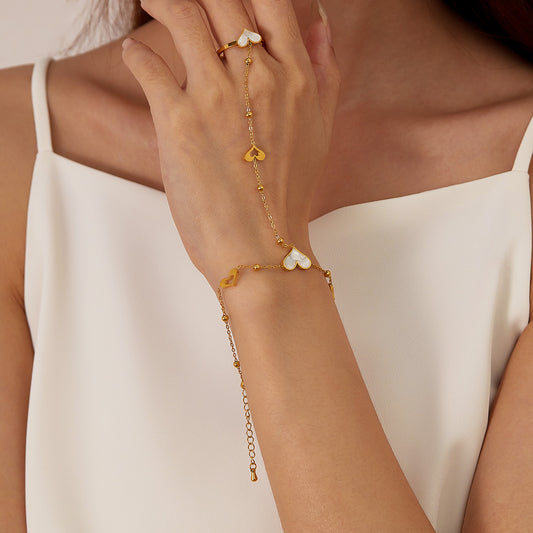 Stainless Steel Heart-shaped Ring Bracelet