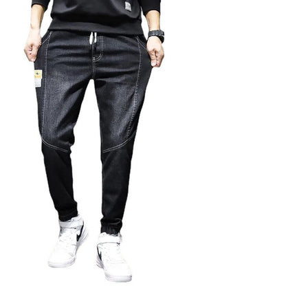 Men’s Ankle-Tied Cargo Jeans – Loose Fit Harlan Cropped Streetwear