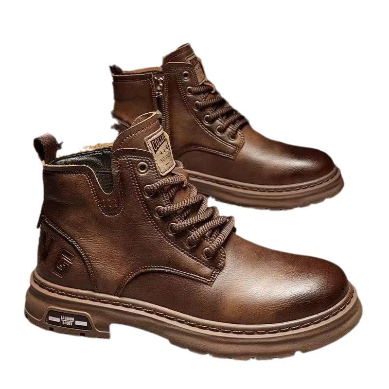 Men’s Retro British PU Leather Martin Ankle Boots