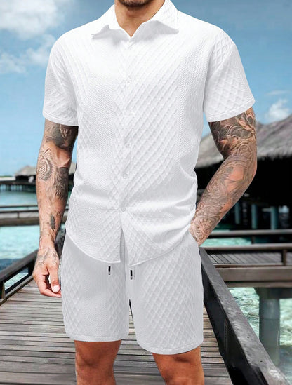Men’s Loose Casual Two-Piece Set – Short-Sleeve Shirt & Shorts for Effortless Summer Style