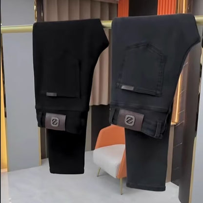 Men's Washed Slim Fit Black Jeans – European-Inspired Urban Style
