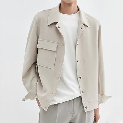 Men’s Polo Collar Korean Casual Jacket – Loose Fit Blouson Trend Outerwear