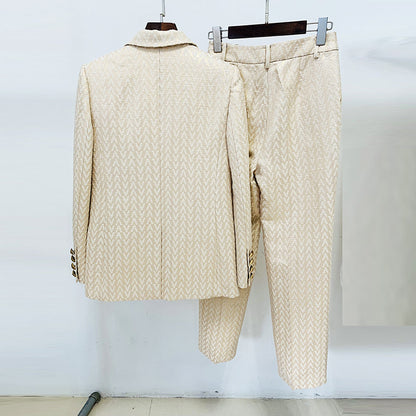 New European And American Star Fashion Jacquard Mid-length Suit Suit