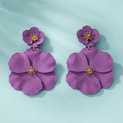 European And American Mori Girl Flower Earrings Retro Long