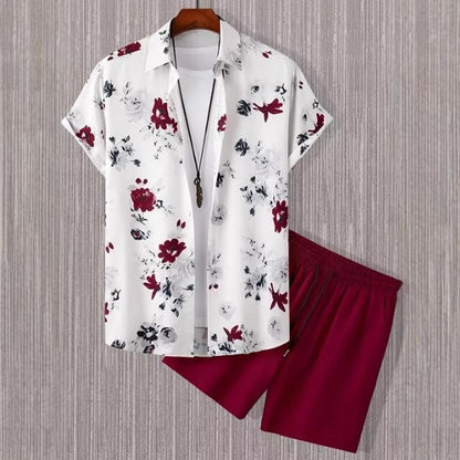 Men’s 3D Digital Print Shirt & Shorts Set – Bold Summer Casual Outfit