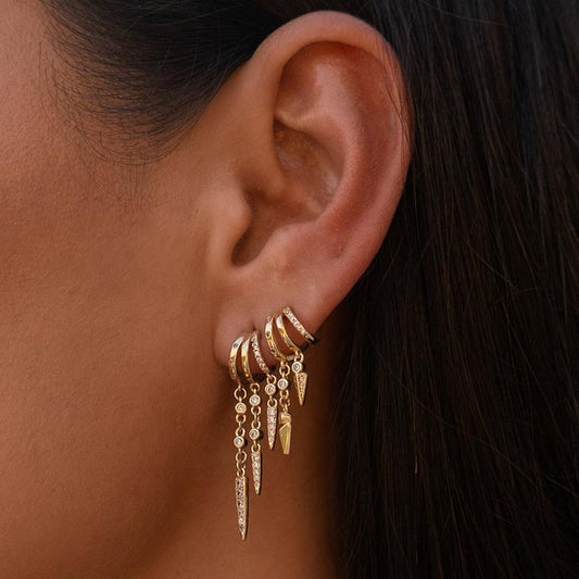 S925 Silver Personalized Diamond Overlay Double Layer Rivet Earrings