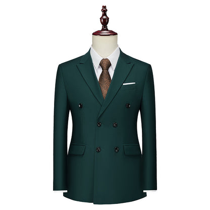 Men's Business Casual Double-breasted Suit Jacket Fashion Solid Color Coat