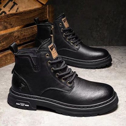 Men’s Retro British PU Leather Martin Ankle Boots