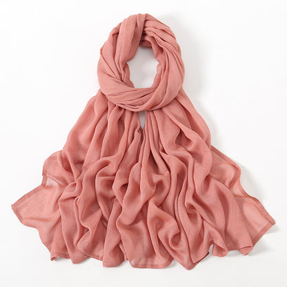 Solid Color Malay Indonesian Rayon Scarf Wide Brim Thin Modal Breathable