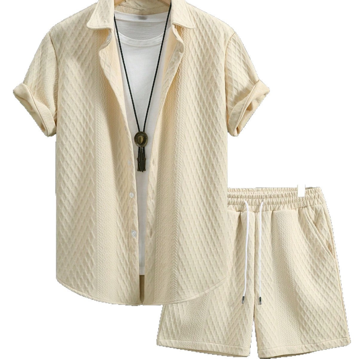 Men’s Loose Casual Two-Piece Set – Short-Sleeve Shirt & Shorts for Effortless Summer Style