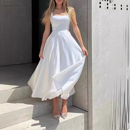 Elegant Women's Sleeveless Maxi Dress – Square Neck & Low Collar | Summer Chic by NYLIXA