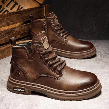 Men’s Retro British PU Leather Martin Ankle Boots