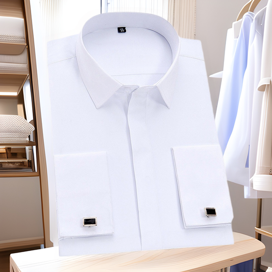 Men’s Slim-Fit Long-Sleeve Non-Iron White Shirt – Wrinkle-Resistant Modern Style