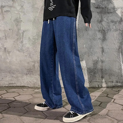 Men’s Straight Loose Jeans – Classic American Street Fit Denim