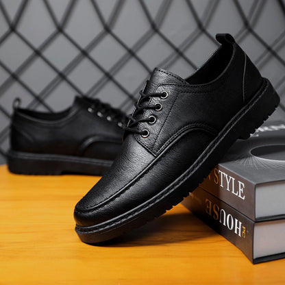 Men’s Plus-Size British-Style Lace-Up Casual Leather Shoes