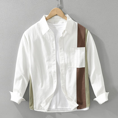 Men’s Loose Artistic Cotton Long-Sleeve Shirt – Versatile Square-Collar Casual Top