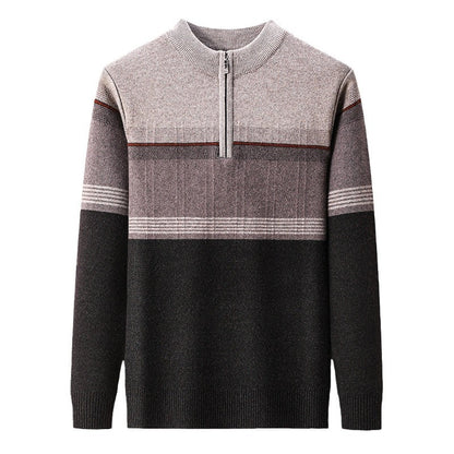 Zipper Collar Sweater Men's Thickened Long-sleeved Sweater