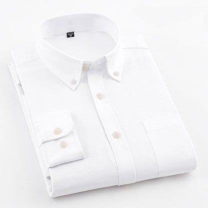 Men’s Pure-Color Oxford Slim Fit Shirt – Youth & Middle-Aged Business Casual