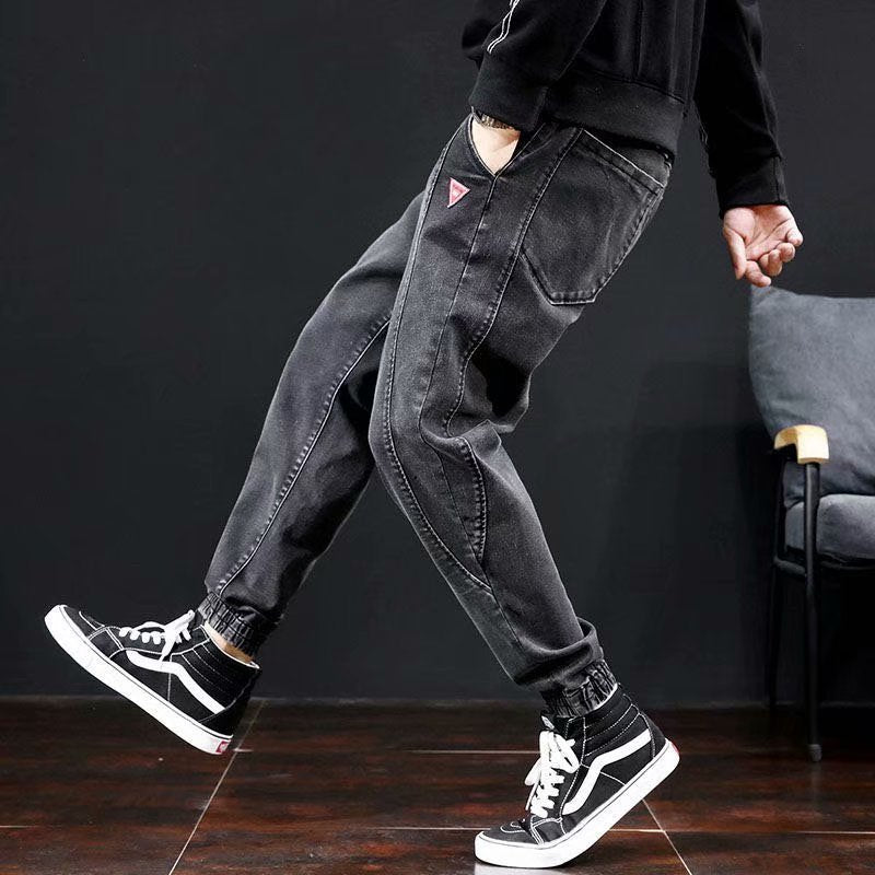 Men’s Ankle-Tied Cargo Jeans – Loose Fit Harlan Cropped Streetwear