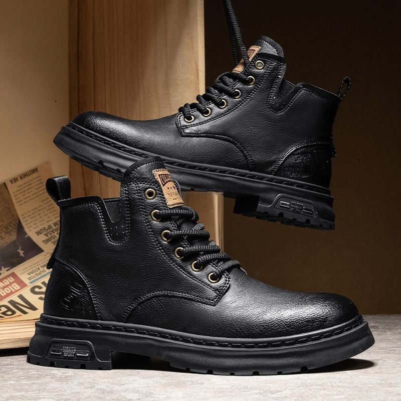 Men’s Retro British PU Leather Martin Ankle Boots