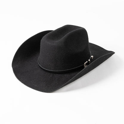 Belt Buckle Wide Brim Curling Wool Cowboy Hat