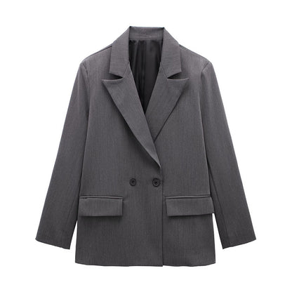 Women's Multi-color Commuter Loose Design Double-breasted Jacket