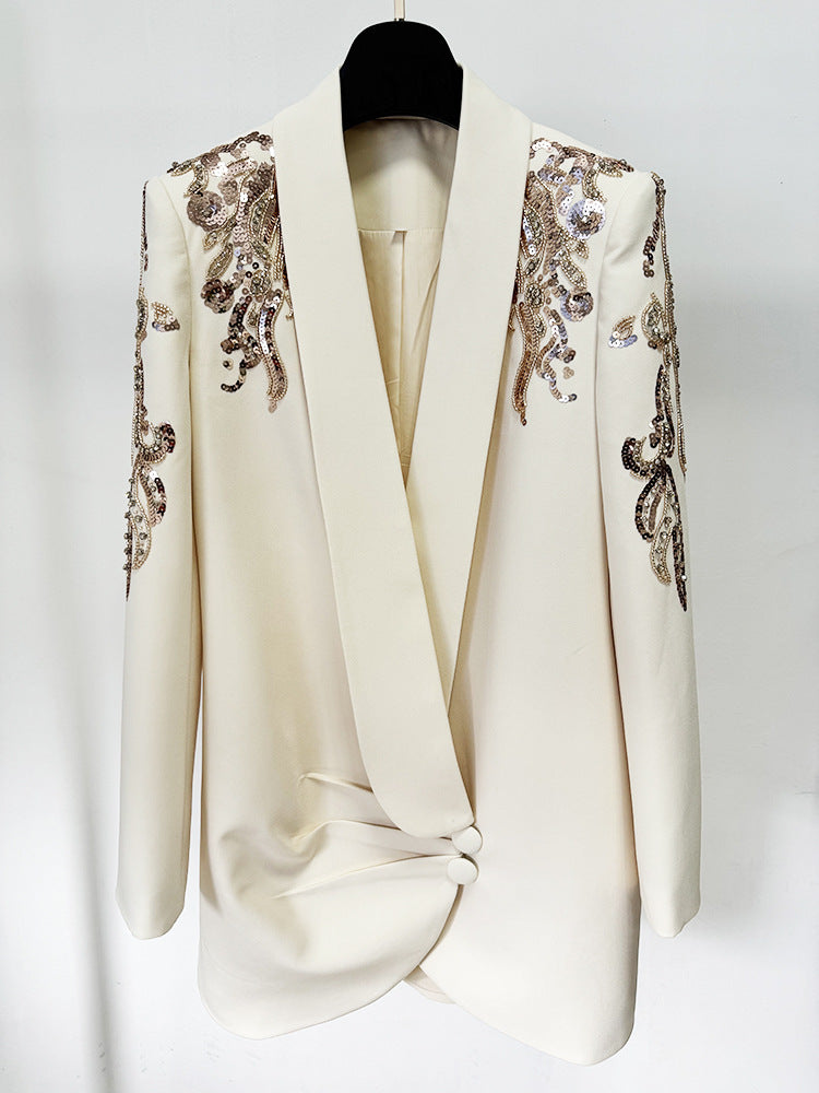 Heavy Industry Beads Diamond Green Fruit Collar Dress Suit Skirt