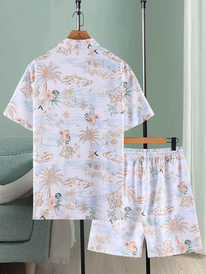 Men’s Ice-Breathable Summer Suit – Lightweight Short-Sleeve Shirt & Pants Set