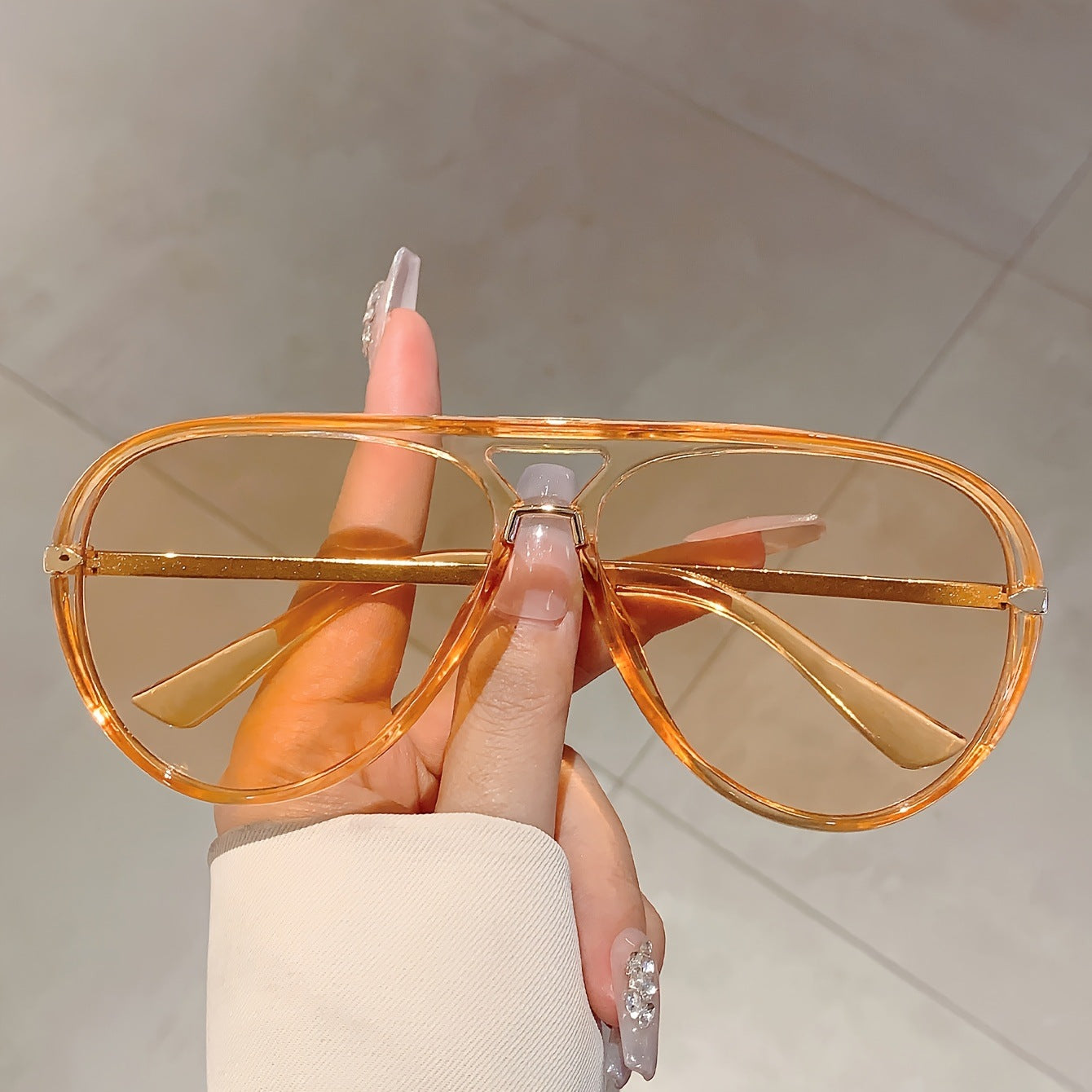 Ladies Semi-metal Simple Color Glasses