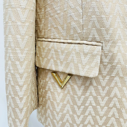 New European And American Star Fashion Jacquard Mid-length Suit Suit