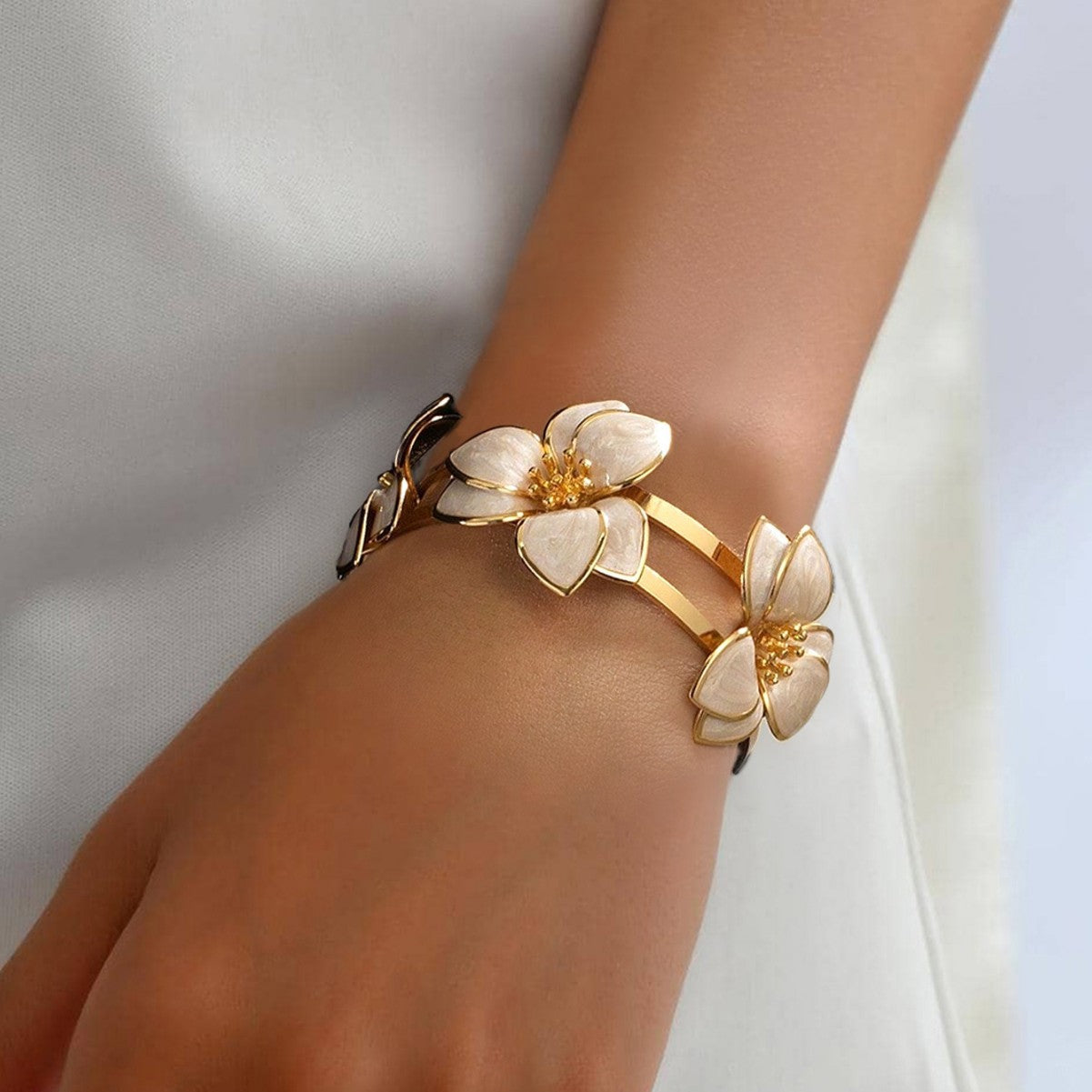 Flower Bracelet Green Pattern Flower Adjustable