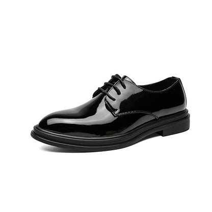 Men’s Glossy Pointed Business Leather Shoes – Sleek British Formal Style