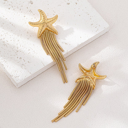 Creative Personality Holiday Ocean Style Starfish Tassel Earrings